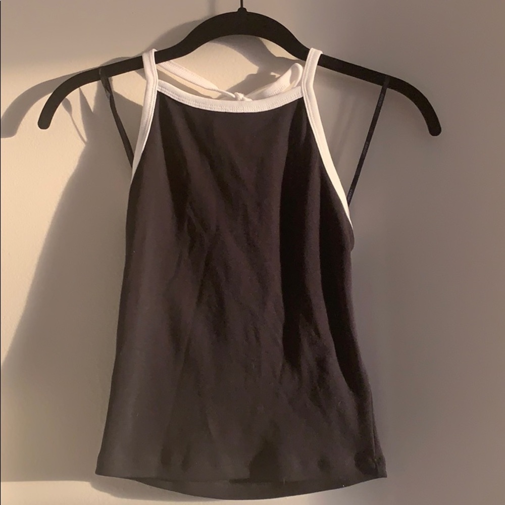 Black tie up halter top